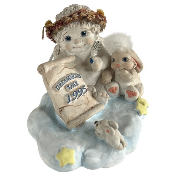 Dreamsicles Day 1995 Event Cherub Figurine With Bunny & Scroll Cast Art Vintage - Picture 3 of 8